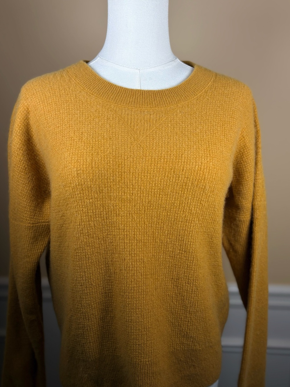 🧡 Madewell 100% Cashmere Mustard Grandpa-Core Crewneck Sweater M